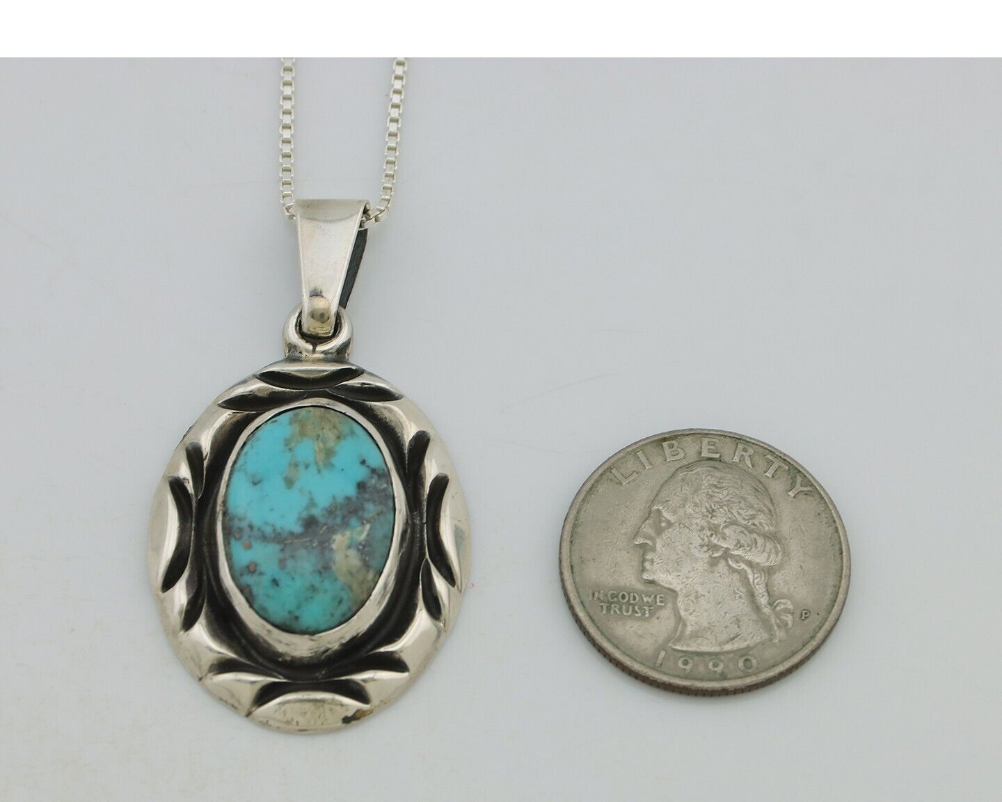 Navajo Necklace 925 Silver Kingman Turquoise Signed C Montoya C.80s