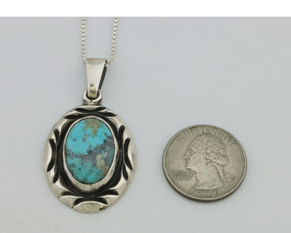 Navajo Necklace 925 Silver Kingman Turquoise Signed C Montoya C.80s