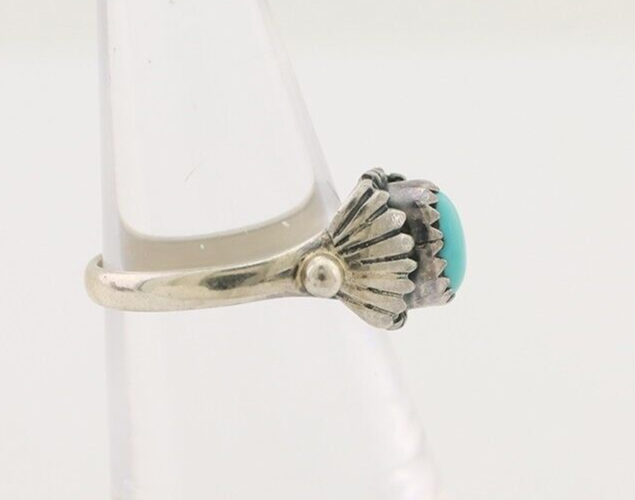 Navajo Ring 925 Silver Kingman Turquoise Native American Artist Made In 1985