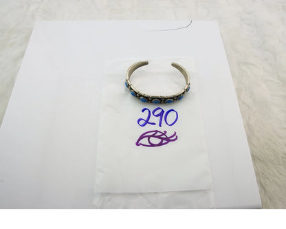 Navajo Cuff Bracelet Sterling Silver Natural Denim Lapis Vintage Handmade