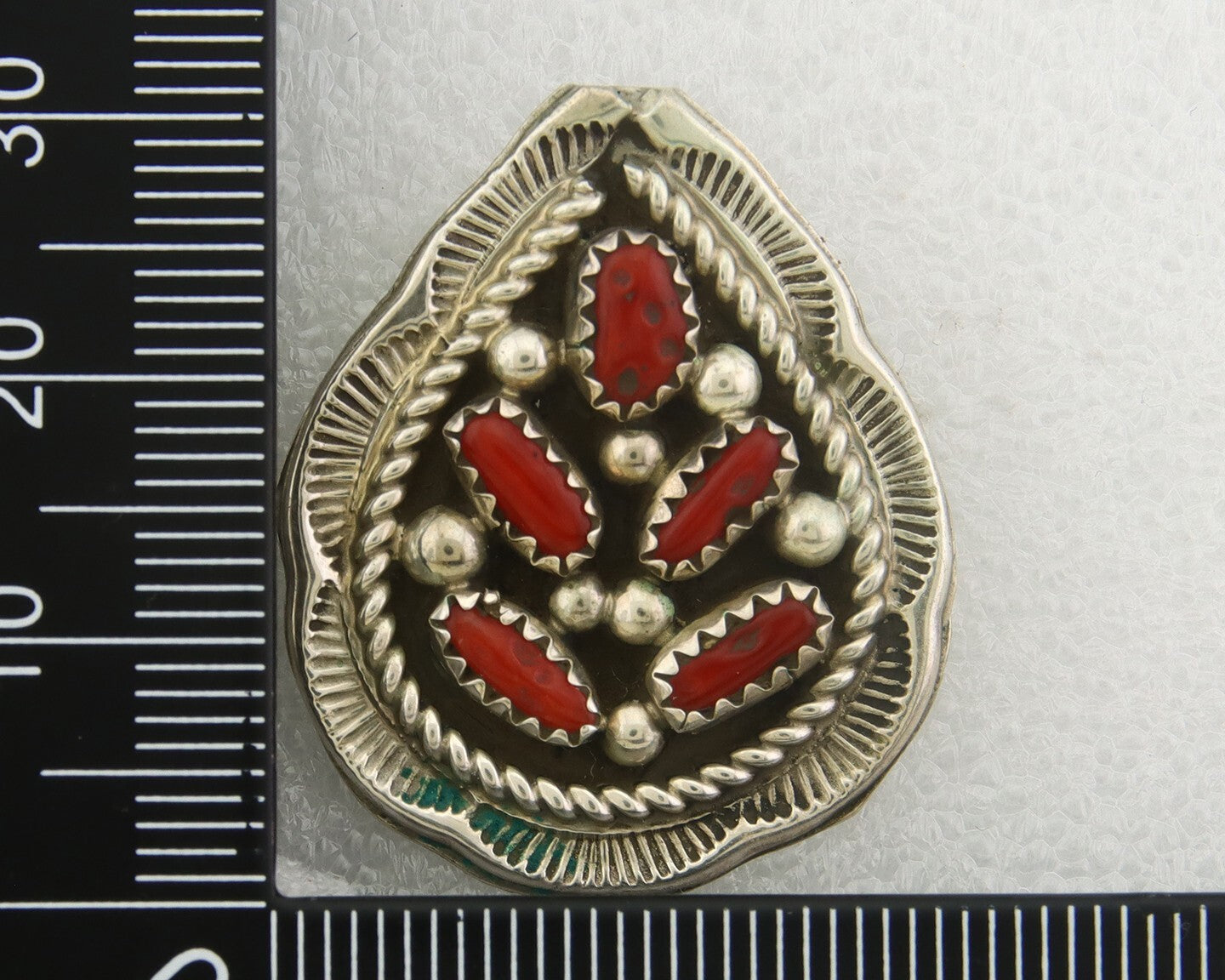 Navajo Earrings 925 Silver Natural Coral Native American Artist C.80's