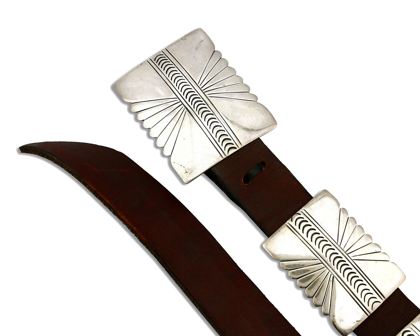 Navajo Concho Belt .925 Silver Signed BB Hand Stamped C.80's