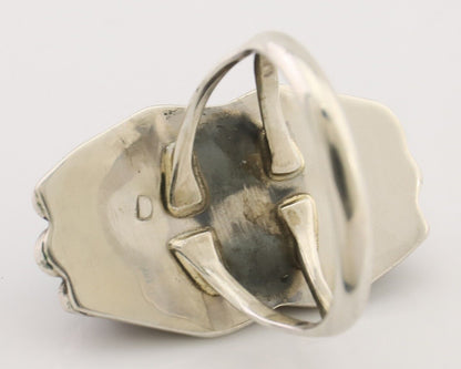 Navajo Ring 925 Silver Natural Blue Turquoise Artist Signed Doug Zachary C.80's