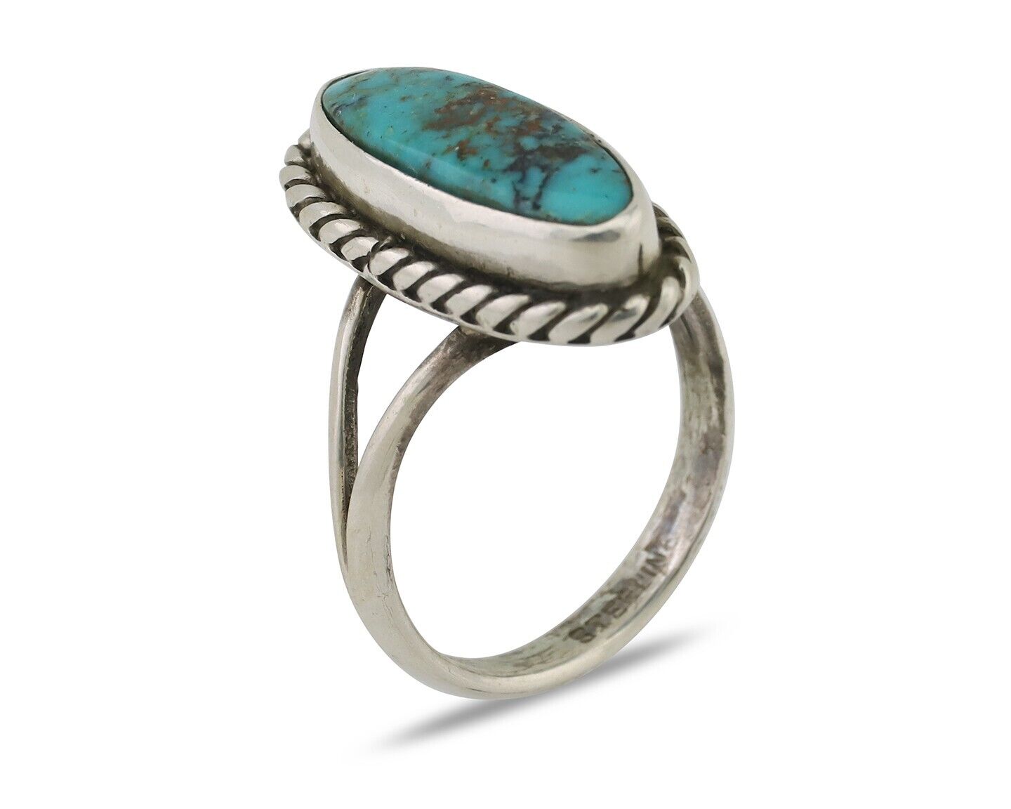 Navajo Ring 925 Silver Natural Blue Turquoise Native American Artist C.80's