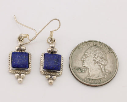 Navajo Earrings 925 Silver Natural Mined Lapis Native American Artist C.80's