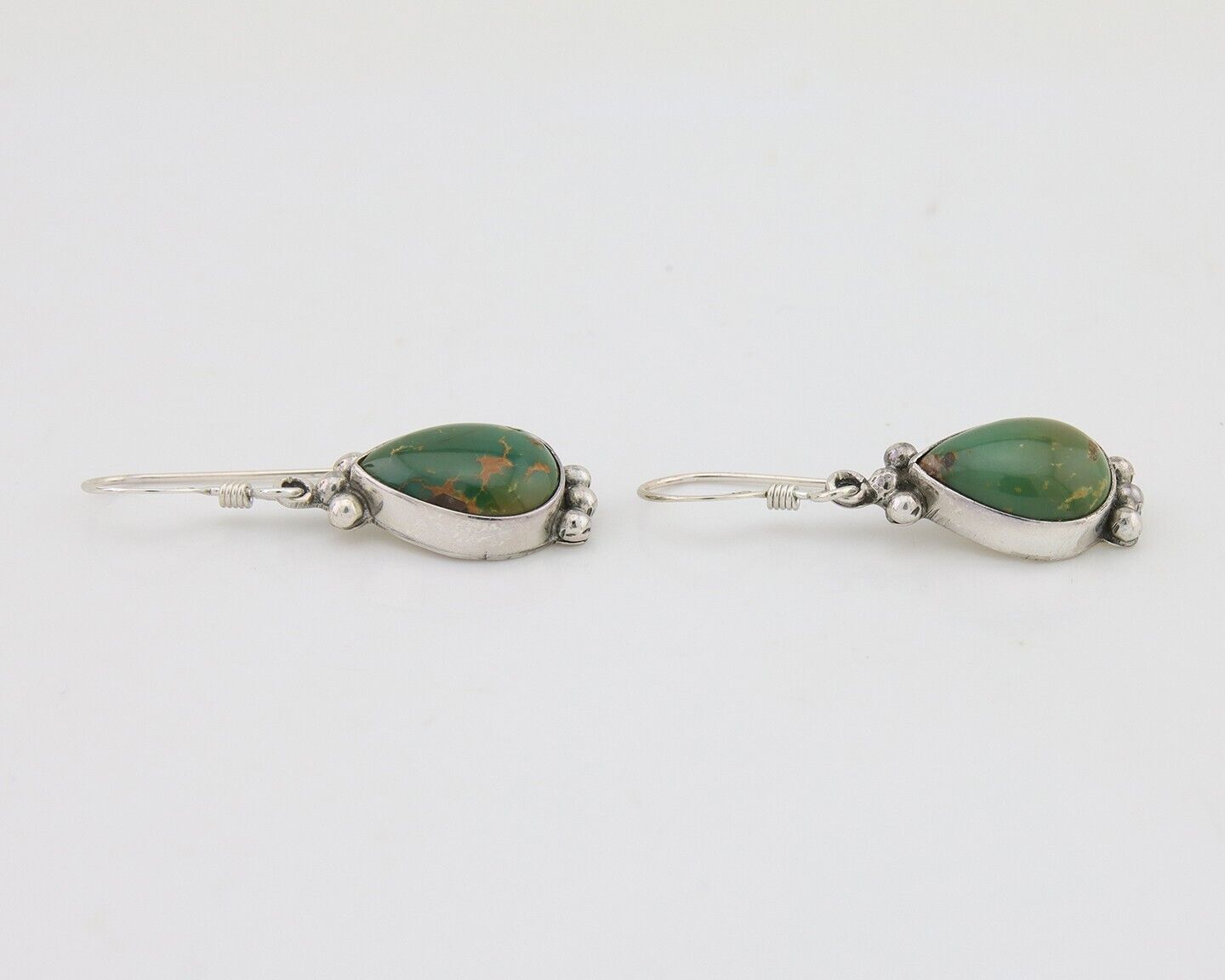 Navajo Dangle Earrings 925 Silver Natural Turquoise Native American Artist C80s