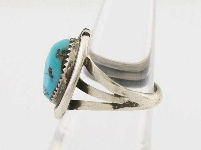 Navajo Ring 925 Silver Sleeping Beauty Turquoise Native American Artist C.80's