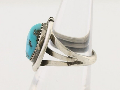 Navajo Ring 925 Silver Sleeping Beauty Turquoise Native American Artist C.80's