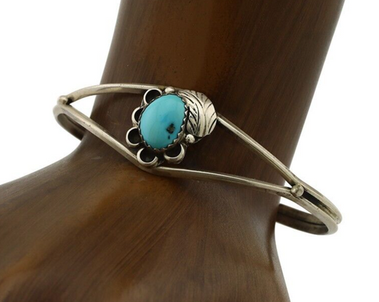 Navajo Handmade Bracelet 925 Silver Natural Blue Turquoise Native American C80s