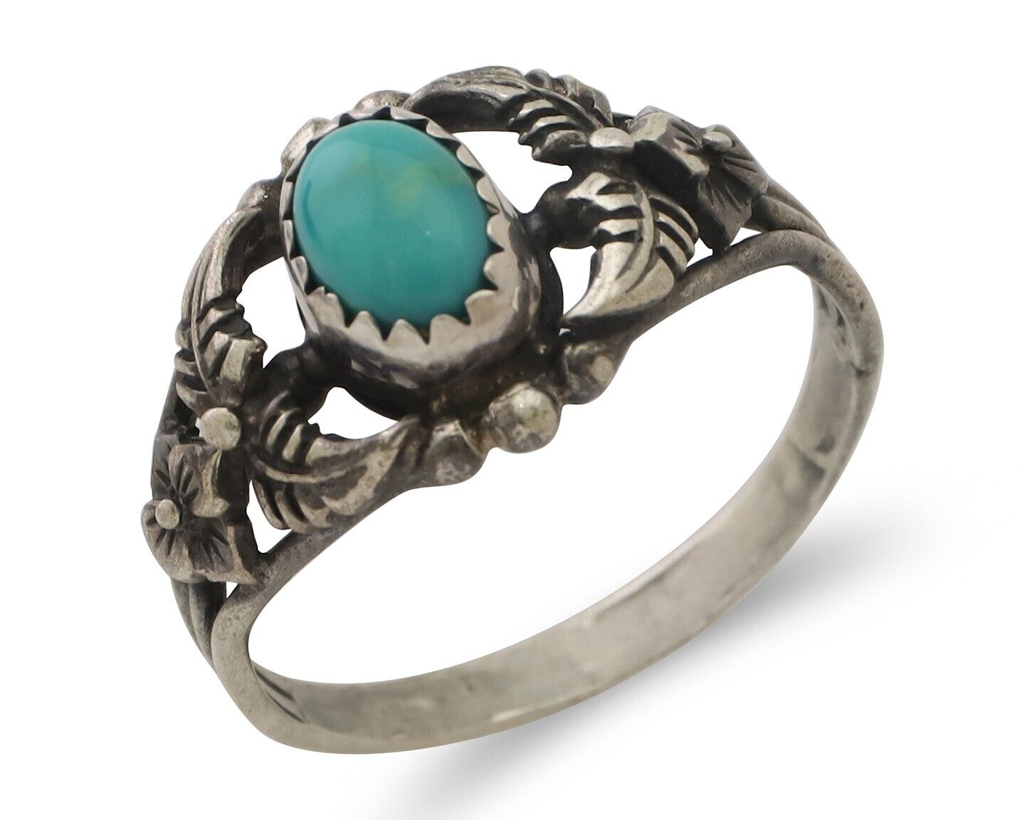 Navajo Ring 925 Silver Natural Blue Turquoise Native American Artist C.80's