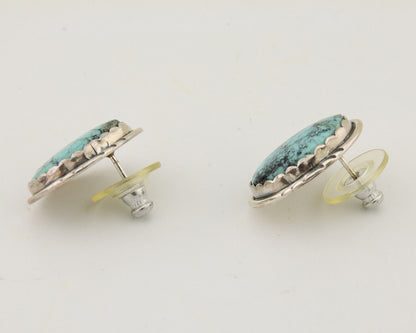 Navajo Earrings 925 Silver Natural Blue Native American Artist C.80's