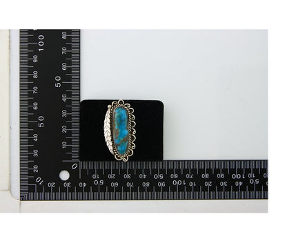 Navajo Ring .925 Sterling Blue Turquoise Artist Signed R Yazzie C.80's