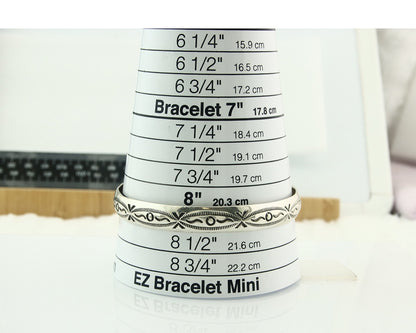 Vintage Navajo Bangle Bracelet Sterling Silver Hand Stamped Signed J