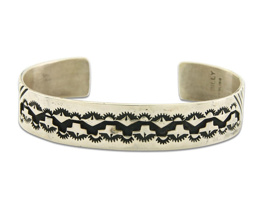Navajo Bracelet 925 Silver Handmade Cuff Artist Signed Tom Billy C.80's