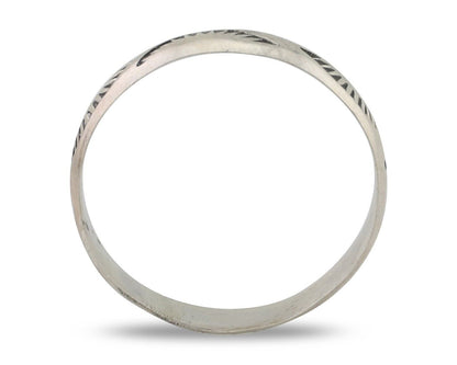 Navajo Hand Stamped Band 925 Silver 5.0 mm Signed Larry Chavez Size 12 C.80's
