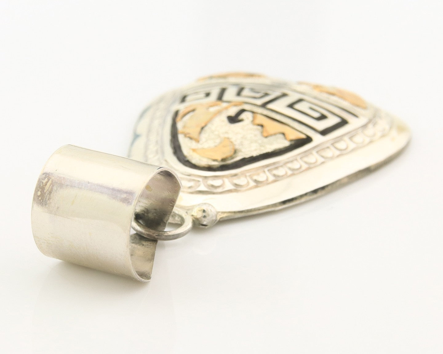 Navajo Kokopelli Pendant Sterling Silver & Gold Authentic Traditional Signed A