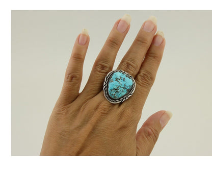 Navajo Ring 925 Silver Blue Turquoise Native American Artist C.80's