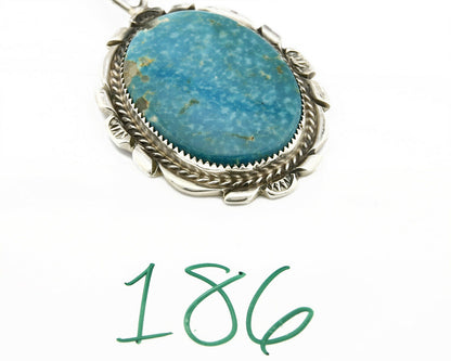 C. 80's-90 Navajo Talhat Large Natural Mined Turquoise .925 Silver Pendant