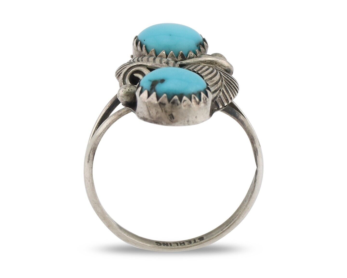 Navajo Ring 925 Silver Natural Blue Turquoise Native American Artist C.80's