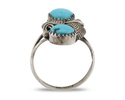 Navajo Ring 925 Silver Natural Blue Turquoise Native American Artist C.80's
