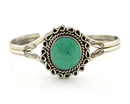 Navajo Cuff Bracelet Sterling Silver Vintage Turquoise Handmade Signed LP