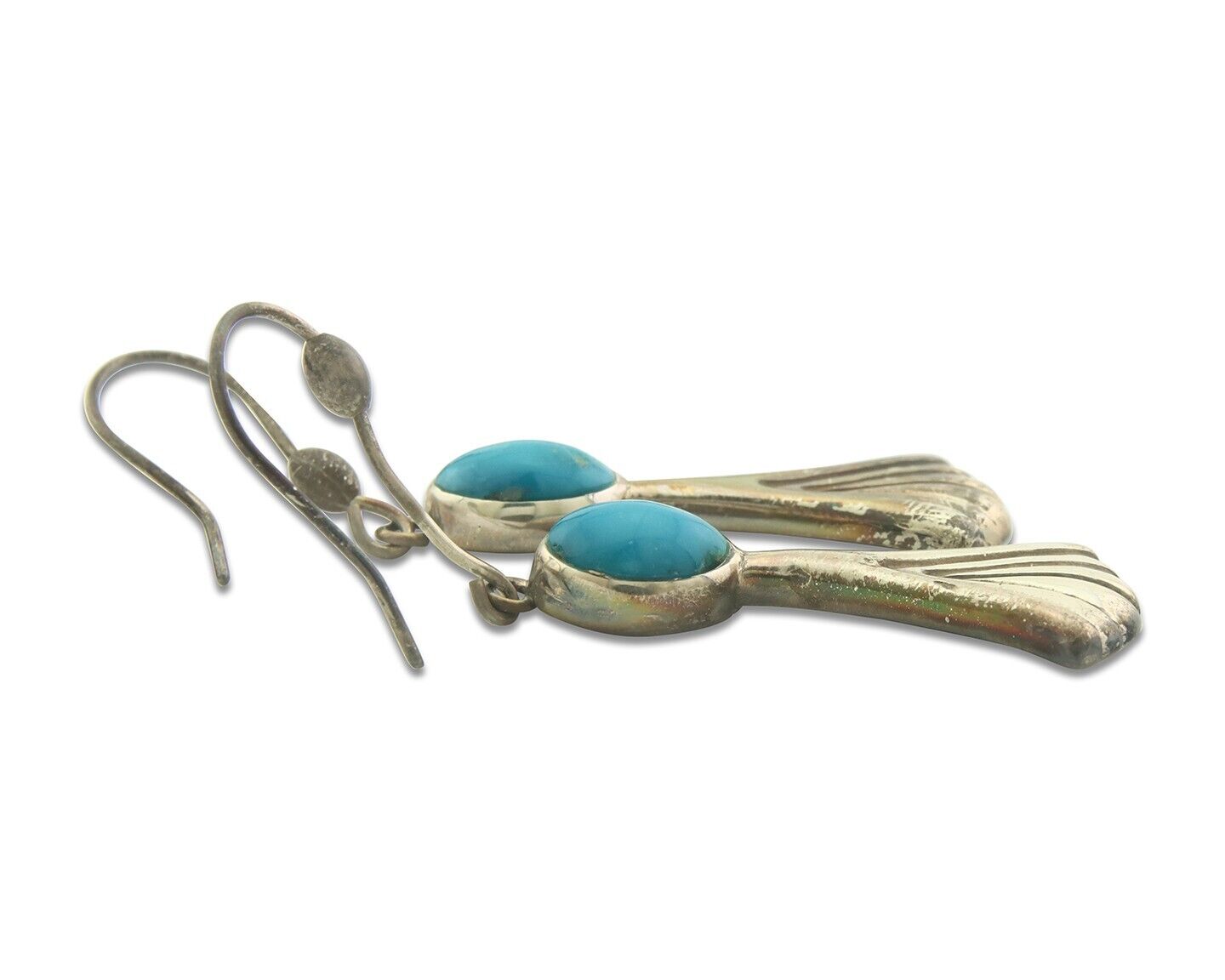 Navajo Earrings 925 Silver Natural Turquoise Native American Artist C.80's