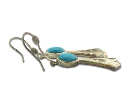 Navajo Earrings 925 Silver Natural Turquoise Native American Artist C.80's