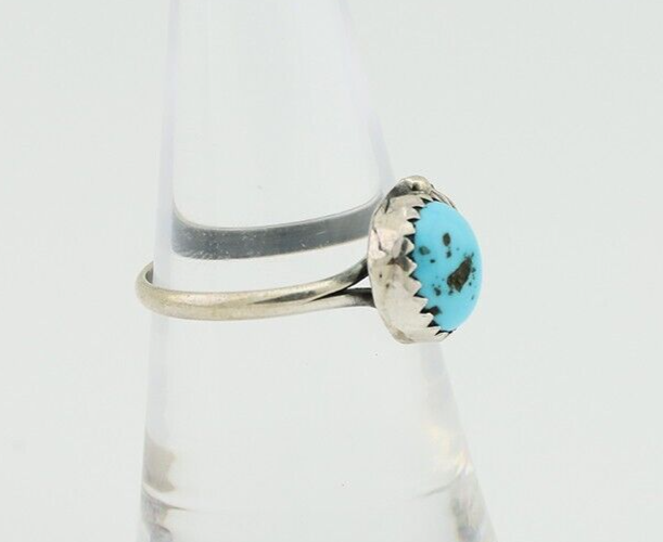 Navajo Ring 925 Silver Sleeping Beauty Turquoise Native American Artist C.80's