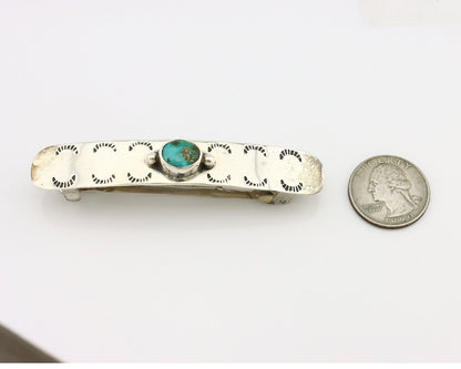 Women Navajo Hair Clip Barrette 925 Silver Hand Stamped Native American Artist