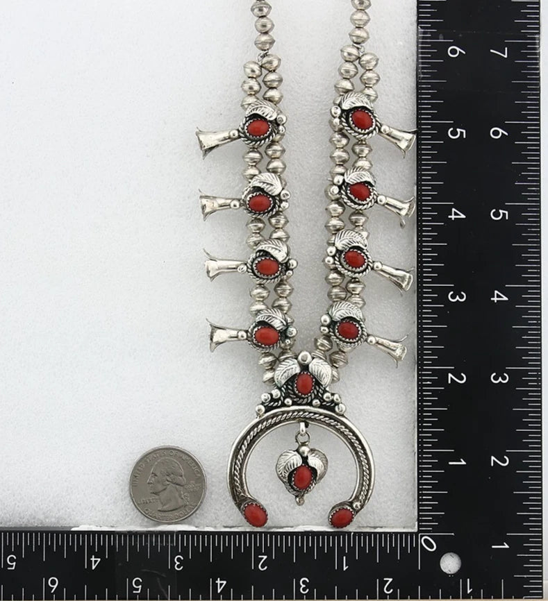 Navajo Squash Necklace Earring Set Sterling Silver Vintage Handmade C.80's