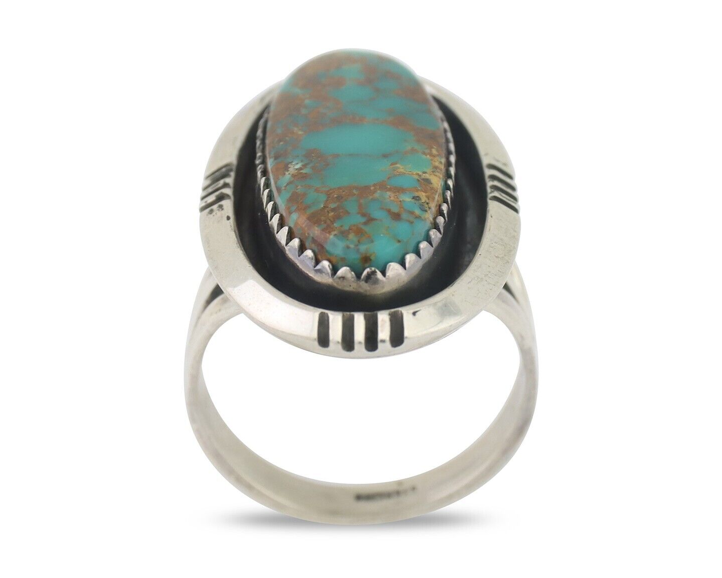 Navajo Ring 925 Silver Natural Blue Turquoise Native American Artist C.80's
