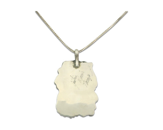 Navajo Necklace 925 Silver Morenci Turquoise & Coral Signed Justin Morris