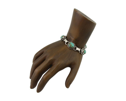 Navajo Bracelet 925 Silver Natural Blue Turquoise Native American Artist C.80's