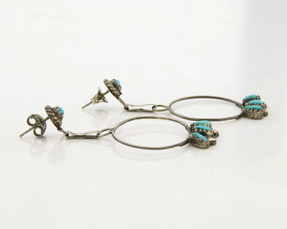 Navajo Dangle Earrings Sterling Silver Natural Turquoise Native American Artist