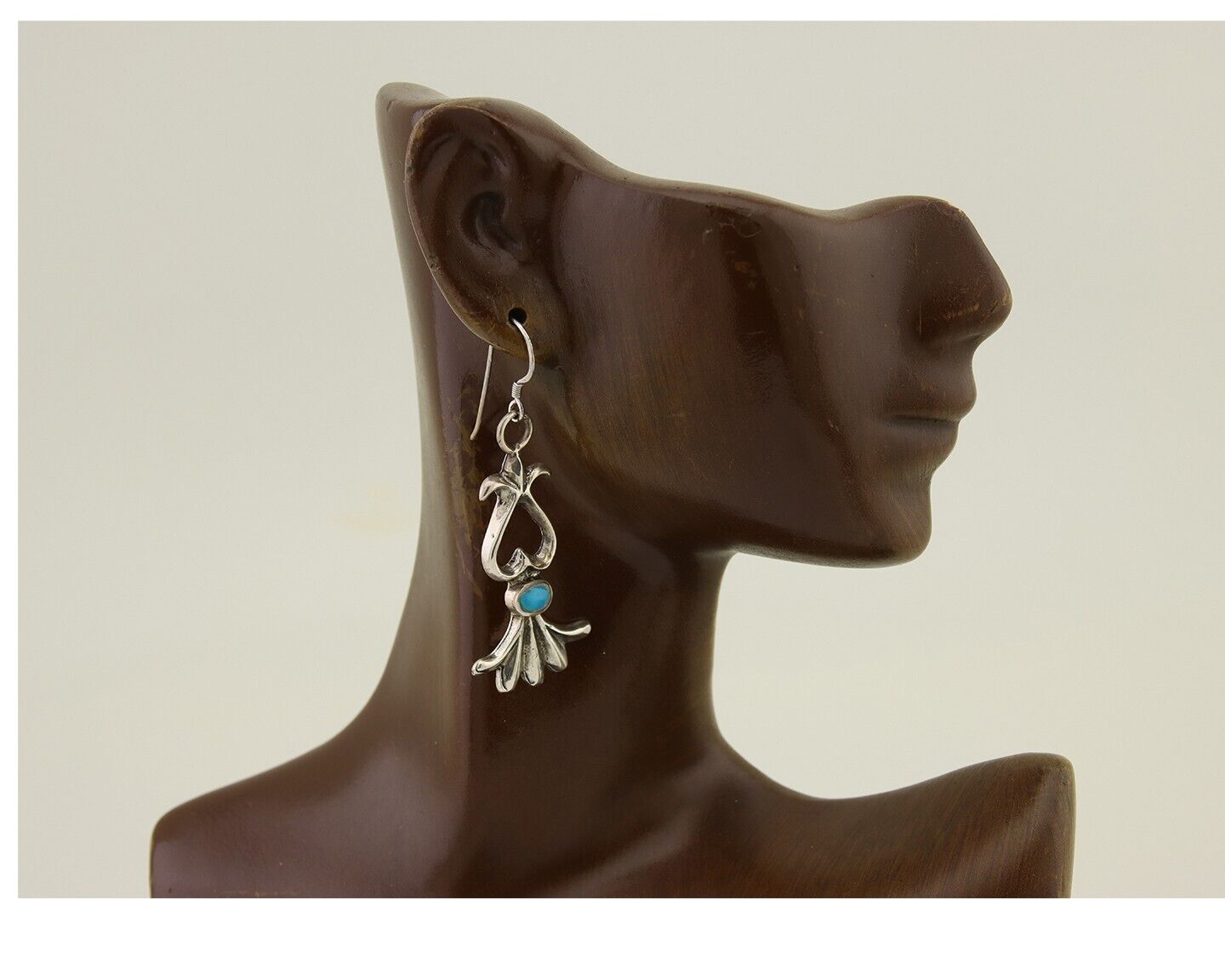 Navajo Dangle Earrings 925 Silver Blue Turquoise Native American Artist C.80's