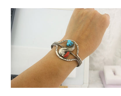 Vintage Navajo Bracelet 925 Silver Handmade Authentic Gemstone Traditional