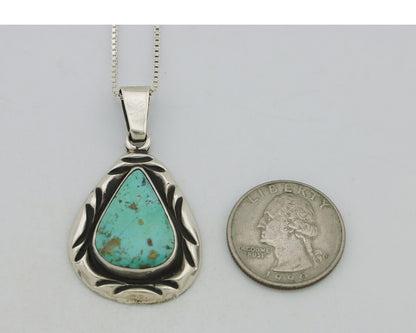 Navajo Necklace 925 Silver Kingman Turquoise Signed C Montoya C.80s