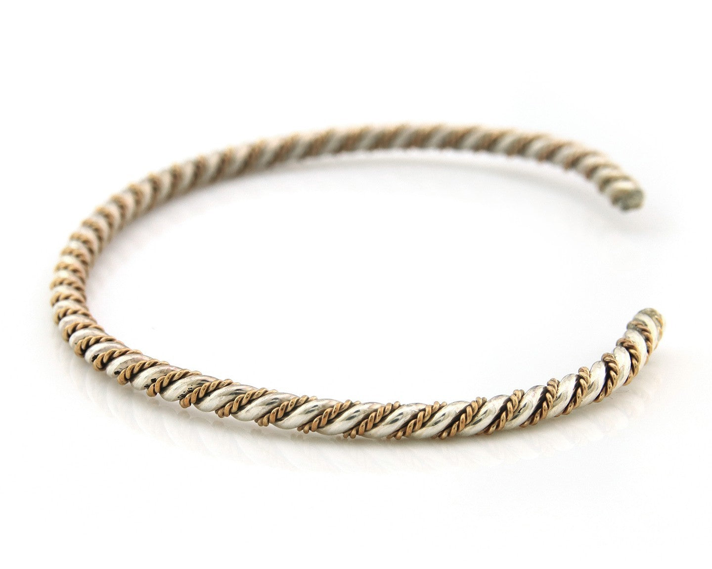 Navajo Twist Cuff Bracelet Sterling Silver Gold Authentic Vintage Native Artist