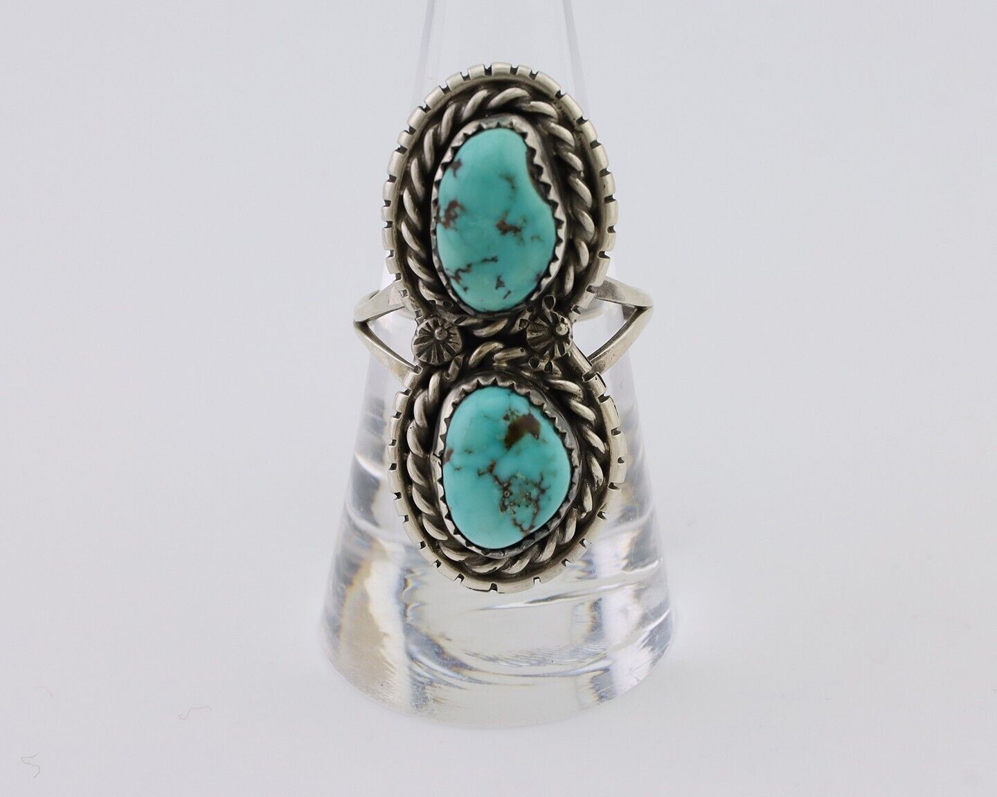 Navajo Ring 925 Silver Natural Turquoise Artist Signed Tom Willeto C.80's