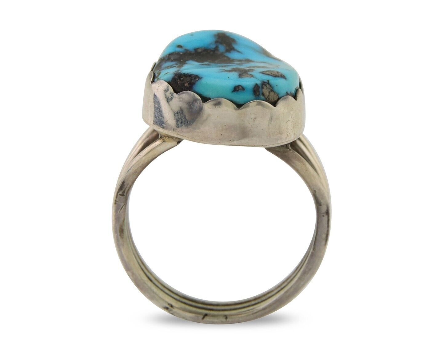 Navajo Ring 925 Sterling Silver Natural Turquoise Signed Tony Guerro C.80's