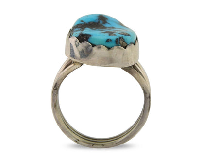 Navajo Ring 925 Sterling Silver Natural Turquoise Signed Tony Guerro C.80's
