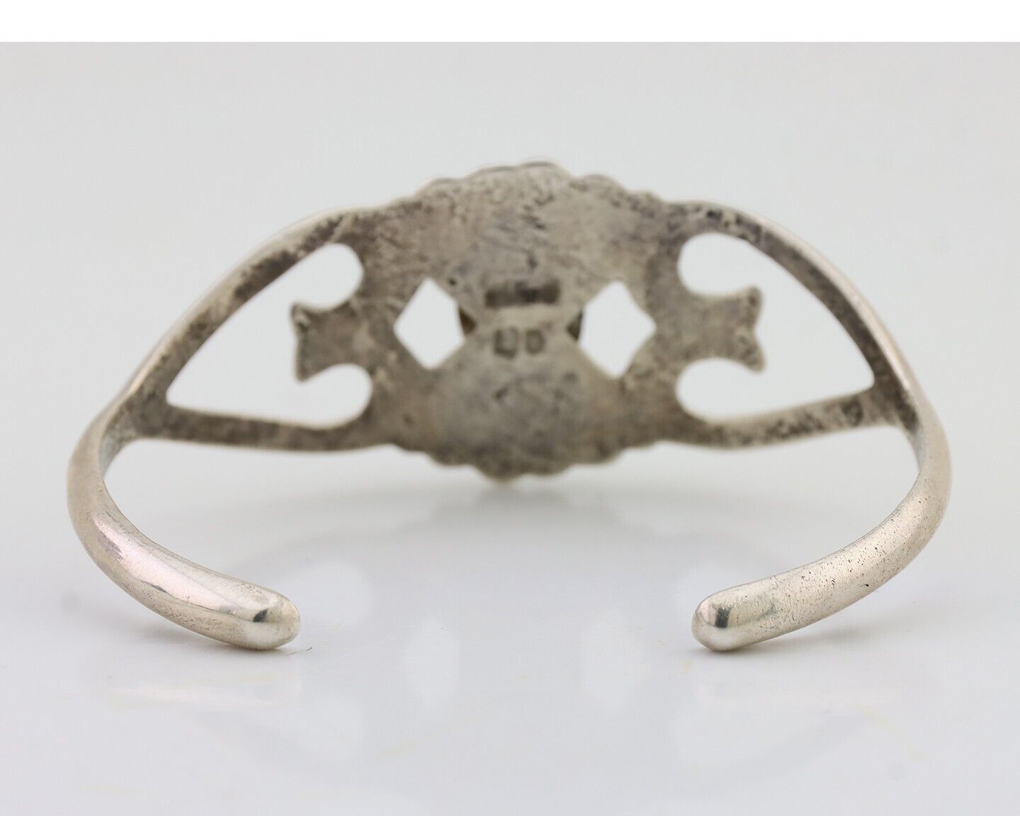 Navajo Sand Cast Cuff Bracelet 925 Silver Natural Turquoise Signed