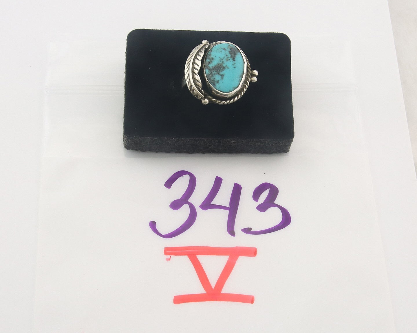 Vintage Navajo Ring 925 Sterling Authentic Traditional Turquoise Size 8.25