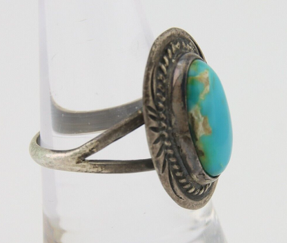 Navajo Handmade Ring 925 Silver Natural Turquoise Native Artist C.80's