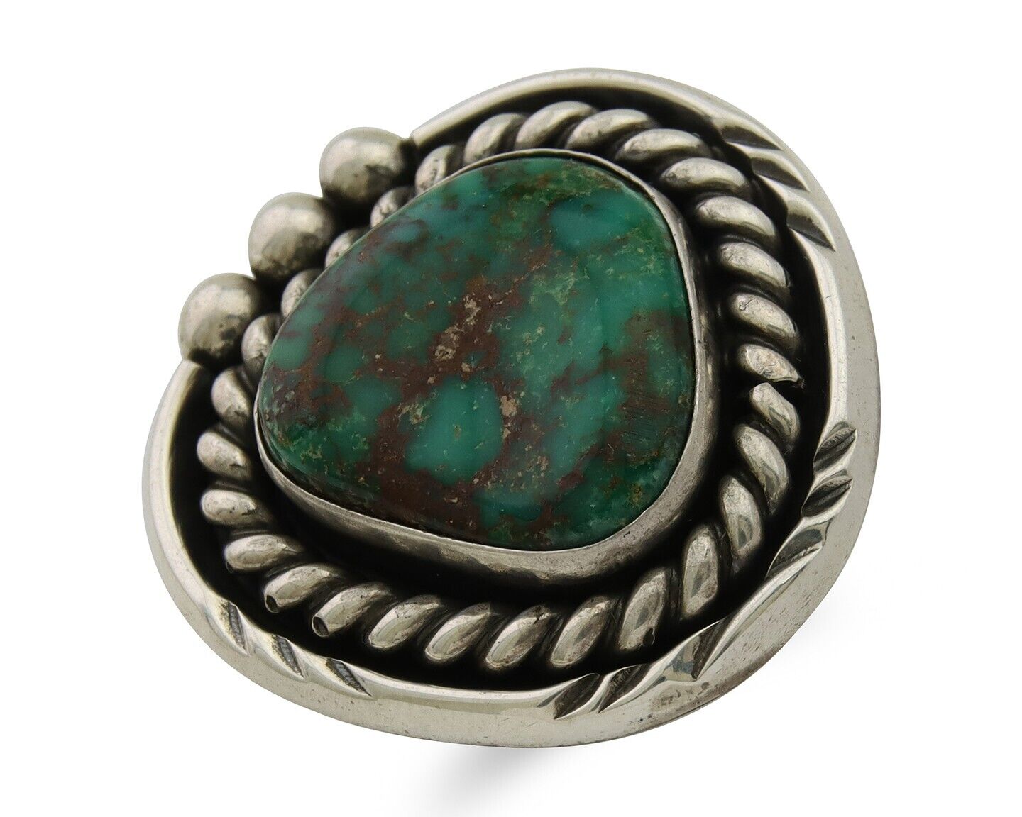 Navajo Ring 925 Silver Gem Grade Turquoise Native American Artist C.80's
