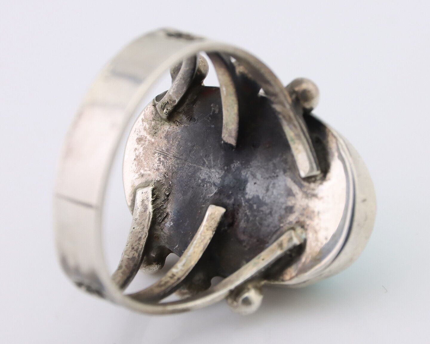 Navajo Ring 925 Silver Natural Blue Turquoise Native American Artist C.80's