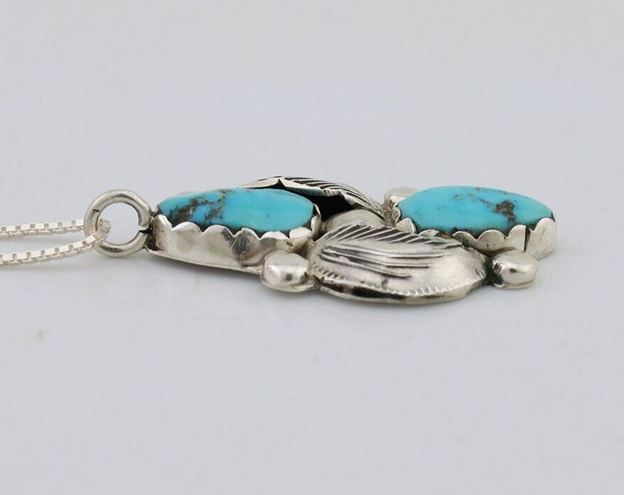 Navajo Turquoise Handmade Necklace 925 Silver Signed Simplicio C.80s