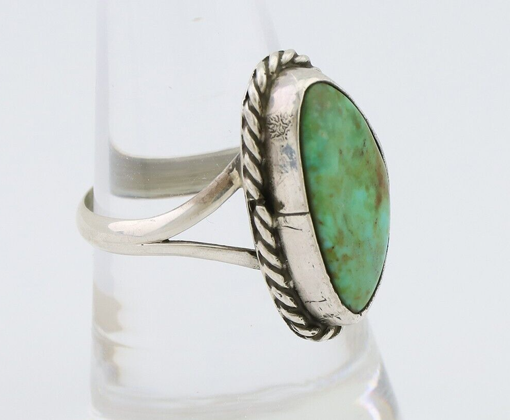 Navajo Ring 925 Silver Kingman Turquoise Artist Signed Rabbit Sticks C.80's