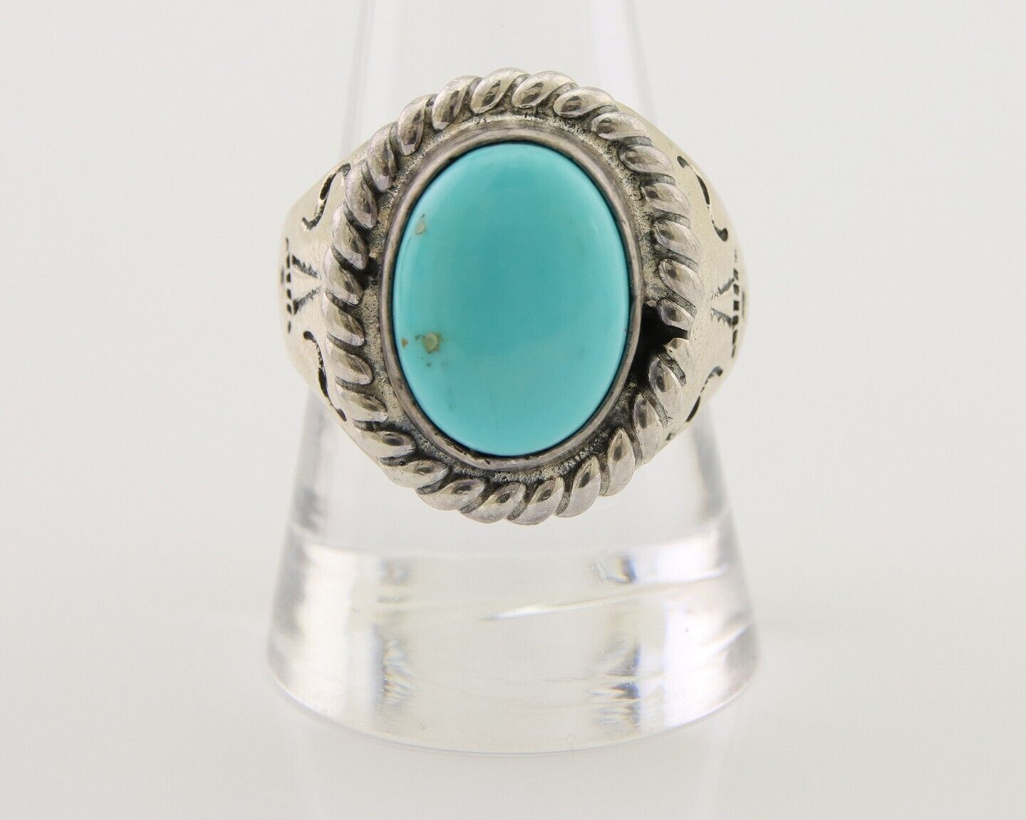 Navajo Ring 925 Silver Natural Blue Turquoise Native American Artist C.80's