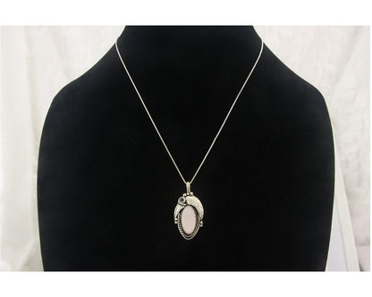 Navajo Sterling Silver Necklace Pink Muscle Authentic Vintage Sign Justin Morris